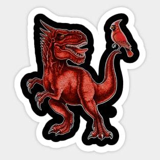 Red Cardinal T-Rex Sticker